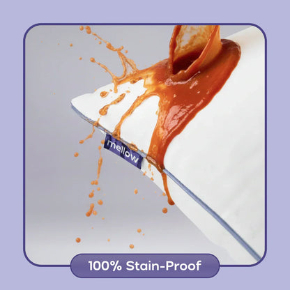 Pillow with liquid splashing, demonstrating stain-proof, waterproof hotel pillow cover.